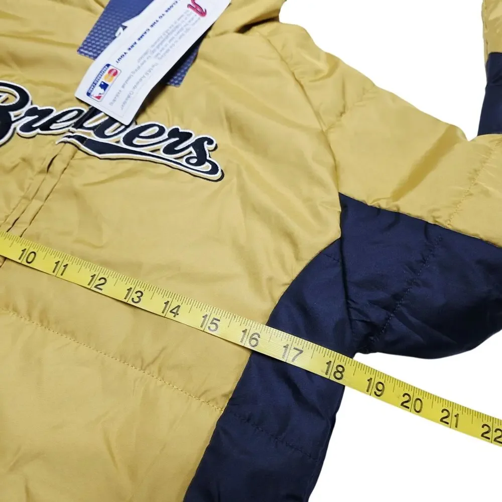 Majestic Milwaukee Brewers Double Climate Puffer Jacket Youth Medium (10/12) MLB